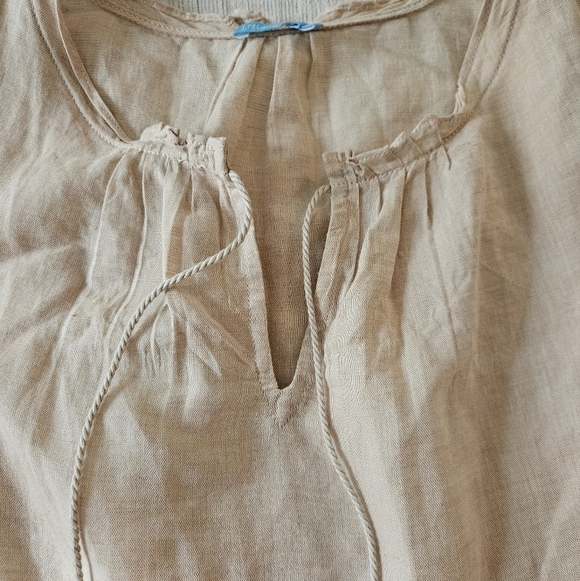 J McLaughlin Christa Linen Tassel Tiered Shift Dress Small Tan - Picture 10 of 12